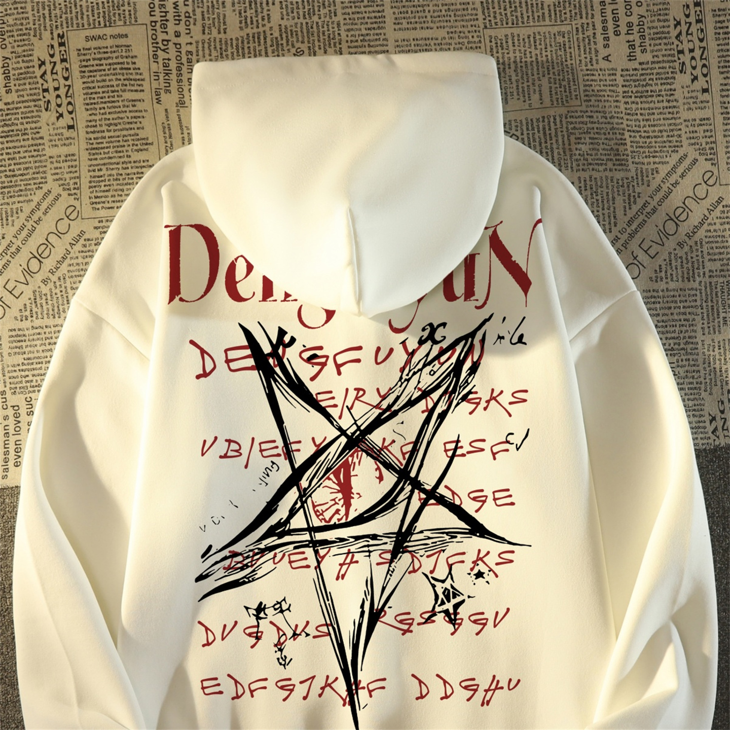 国潮高街星星眼睛连帽卫衣男女秋季宽松美式慵懒chic外套情侣帽衫