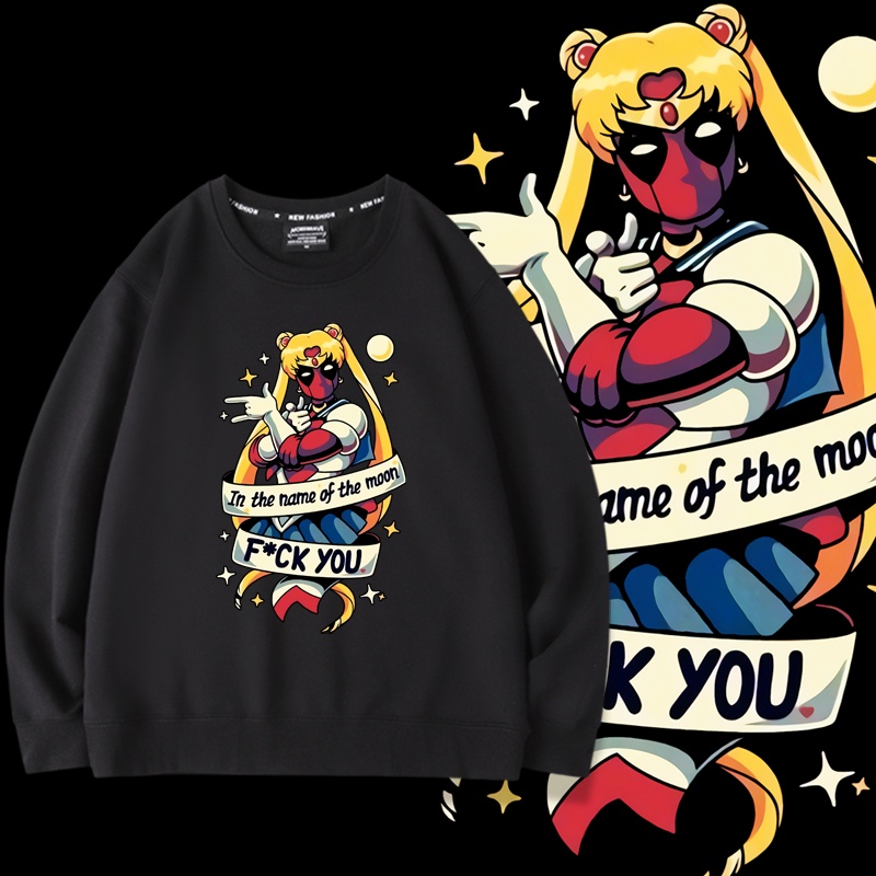 死侍美少女圆领卫衣2025秋冬新款动漫周边男女宽松百搭上衣服外套