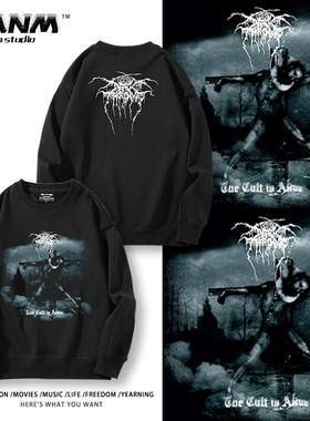 Darkthrone黑暗王座乐队周边圆领卫衣男女秋冬加绒黑金属摇滚上衣