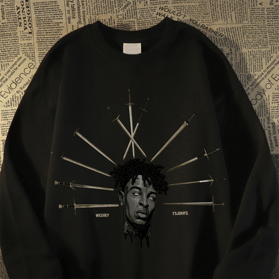 欧美潮牌人物印花卫衣女男