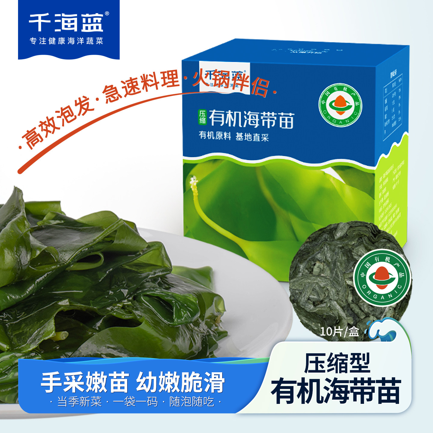 千海蓝有机压缩海带苗天然不加盐