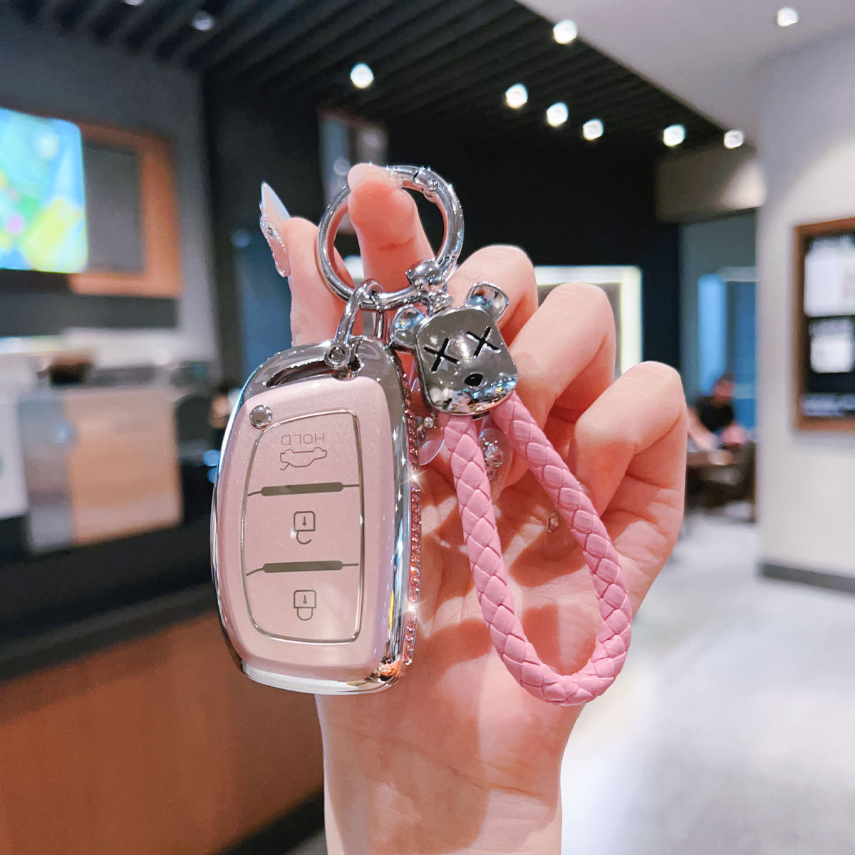 现代专用金属真皮钥匙套