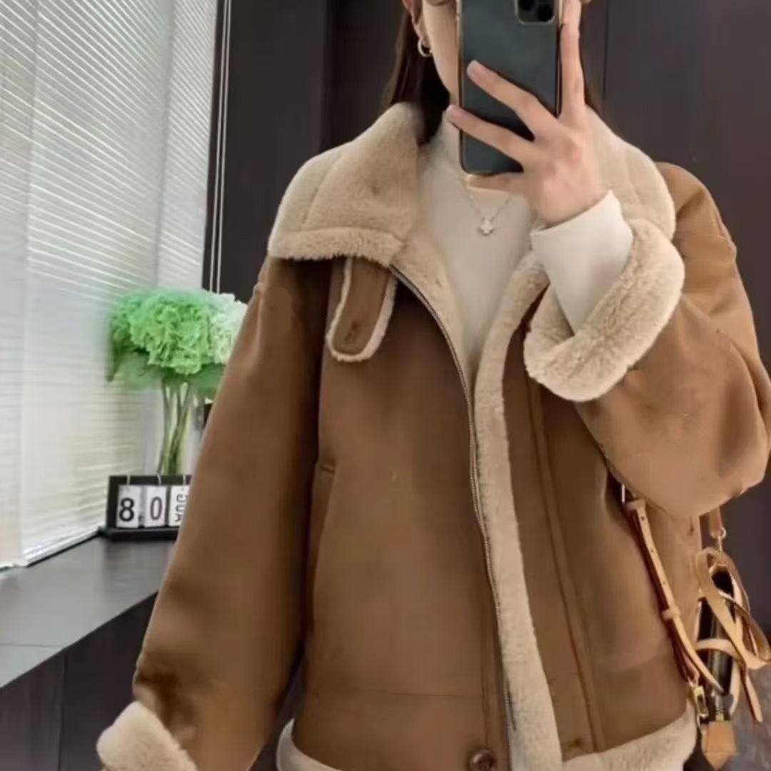 皮毛一体颗粒绒外套女外搭