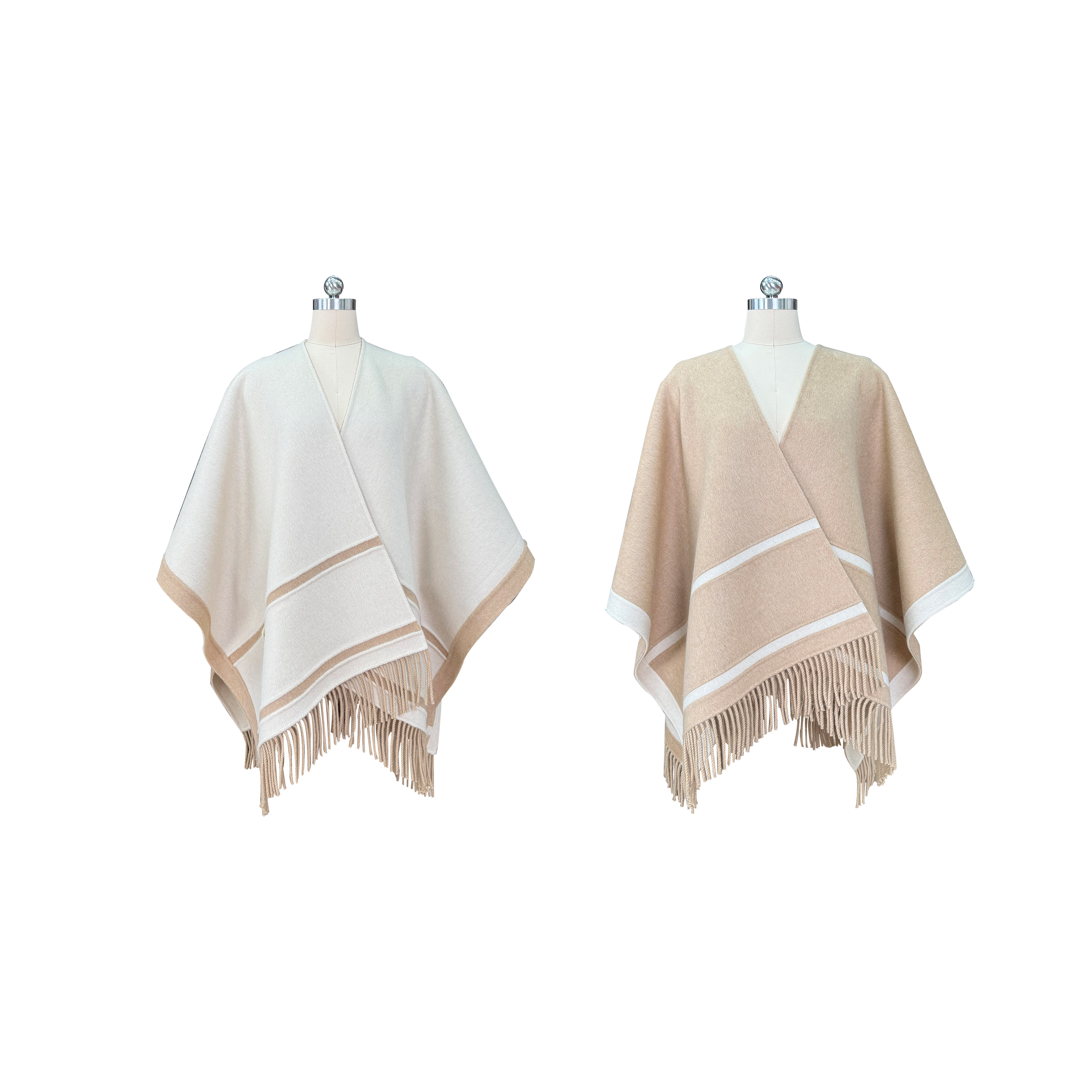 双面双色两穿流苏绵羊毛披肩气质轻奢高级感设计师新款外套25130