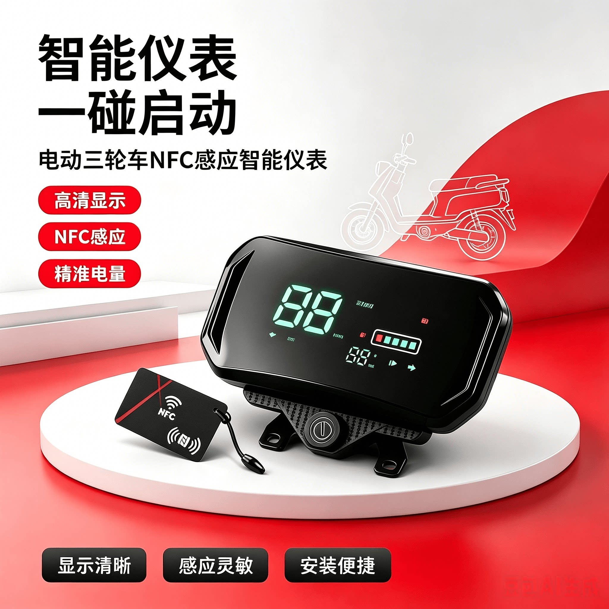 电动三轮车仪表盘48v60v通用电动车液晶仪表总成72V电量表速度表