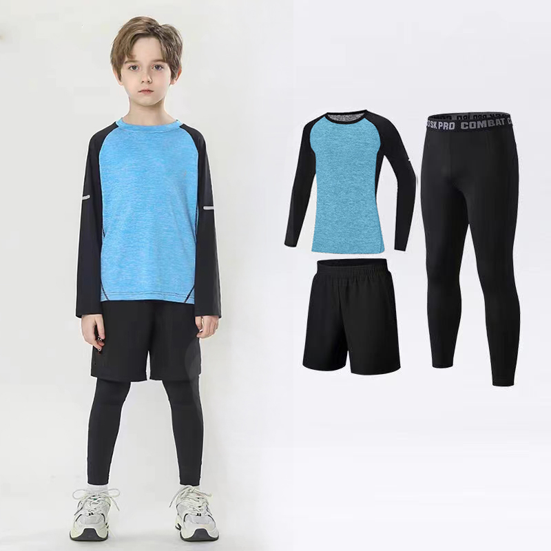 儿童紧身训练服春秋运动套装薄款服篮球足球速干衣男童跑步健身服
