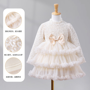【轻奢洋气小香风】童装女童秋冬时髦公主裙儿童亮闪闪蓬蓬连衣裙