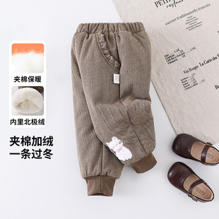 甜美百搭棉裤 女宝宝冬季 童装 小童甜美休闲裤 夹棉加绒御寒保暖