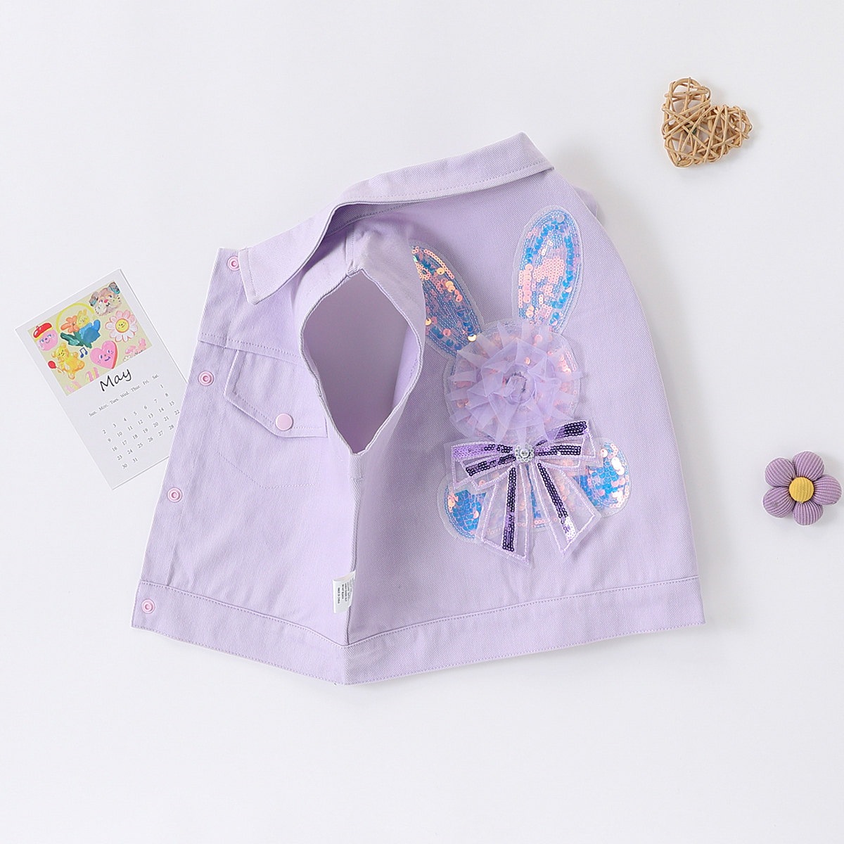 【大兔子辅料】童装女童春季时尚洋气纯棉马甲儿童舒适百搭小外套