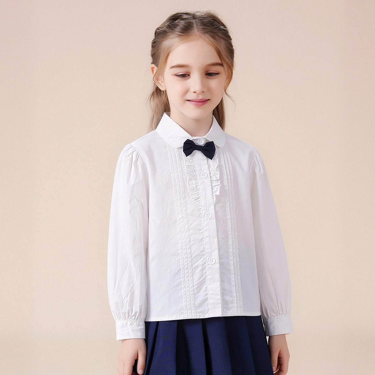 【洋气纯棉学院风衬衫】童装女童秋季新款表演演出服开学季上衣