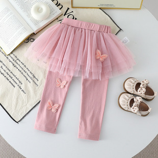 假两件带裙子春秋打底裤 裙裤 女童秋季 裙洋气百搭 网纱裙摆设计