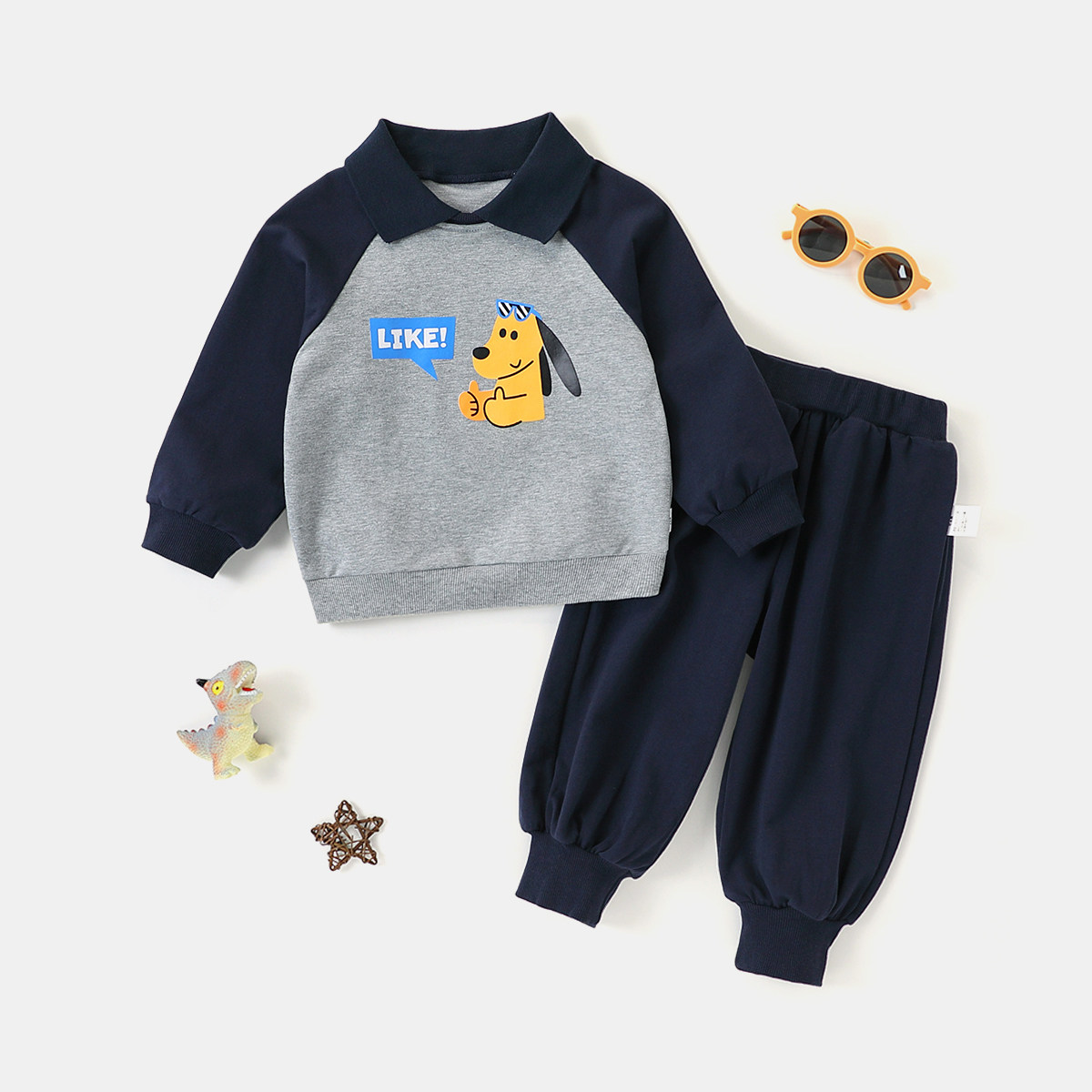 【帅气学院风套装】童装男宝宝春季时尚休闲套装小童舒适运动套装