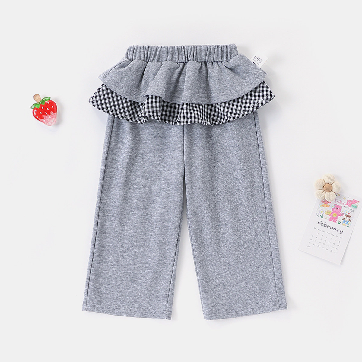 【时髦洋气阔腿裤】童装女童春季时尚休闲裤儿童甜美屁帘裙裤长裤