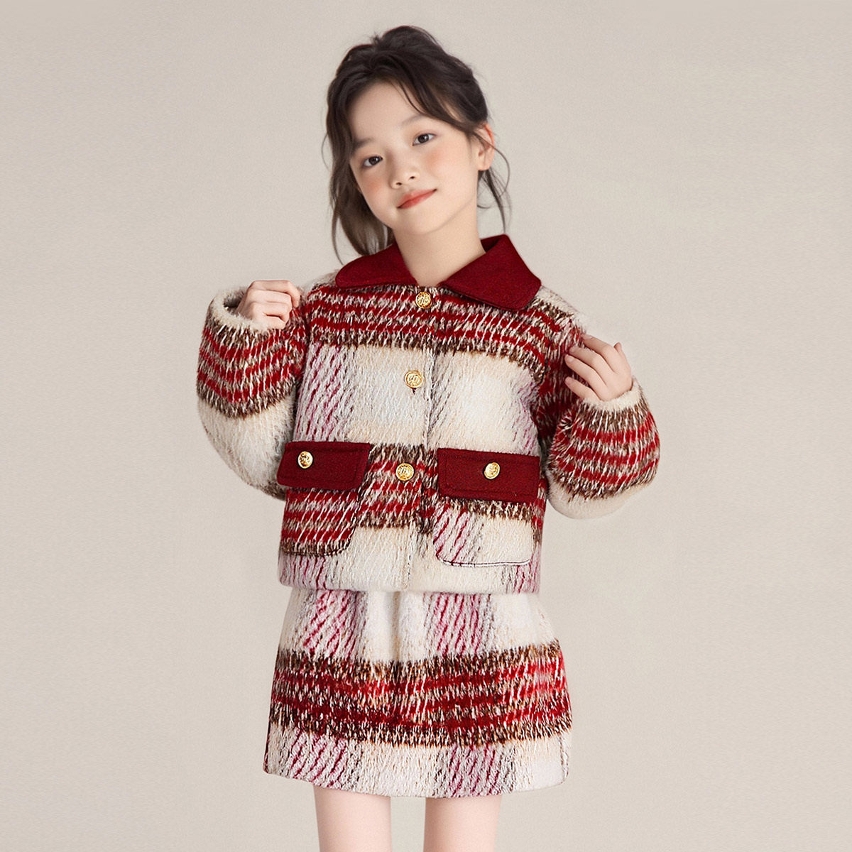 女童冬季时髦轻奢风拜年服潮