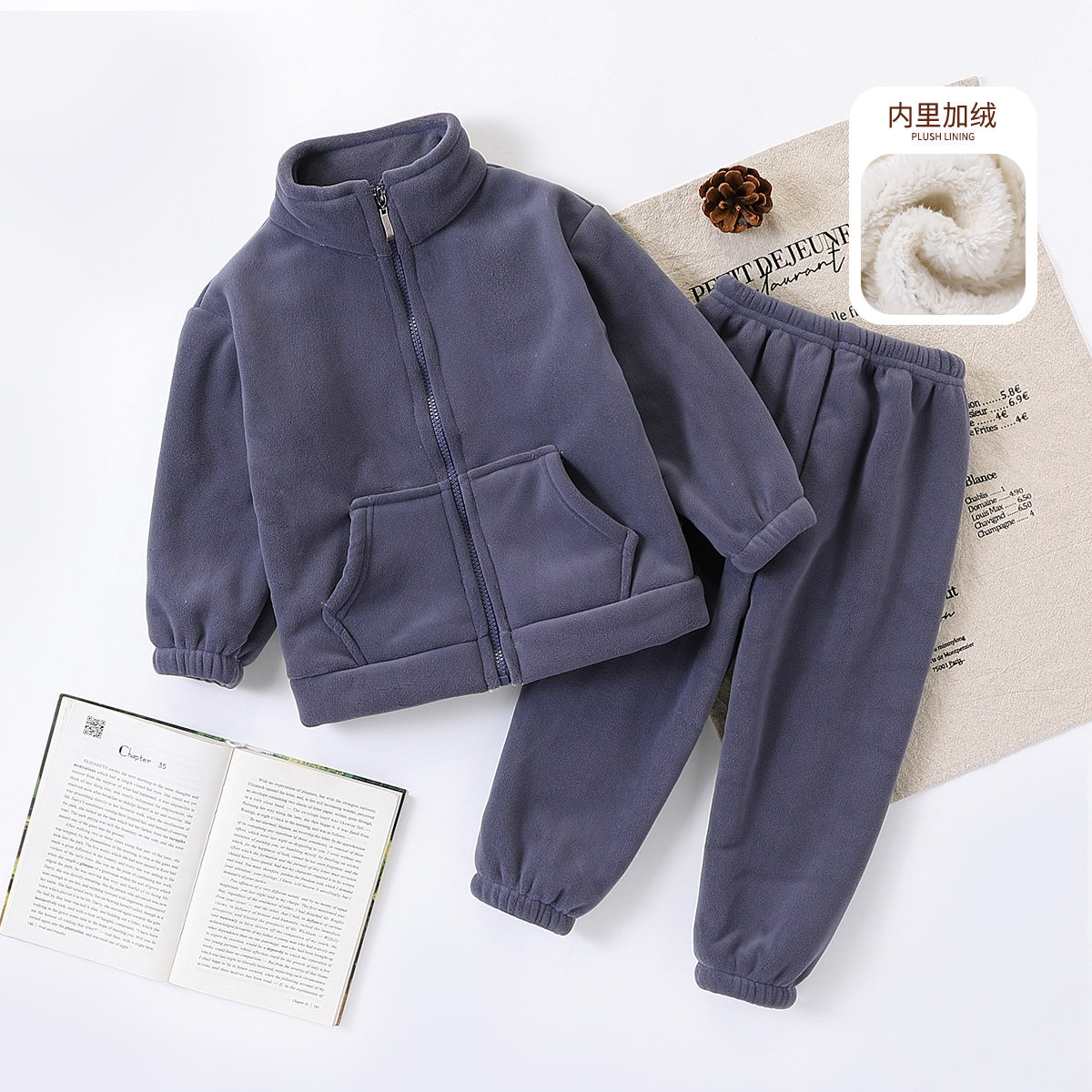 【可外穿家居服】童装男童冬季加绒加厚保暖睡衣套装儿童居家套装