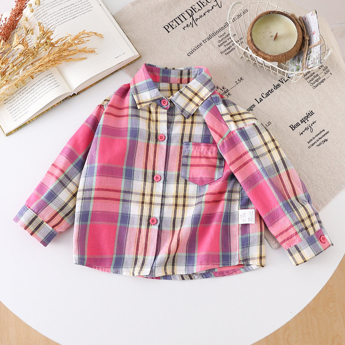 【时髦炸街格纹】童装女童秋季时尚休闲衬衫儿童纯棉洋气打底衫潮