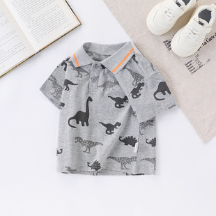 【帅气匹印恐龙POLO衫】童装男童夏季时尚百搭纯棉T恤衫儿童