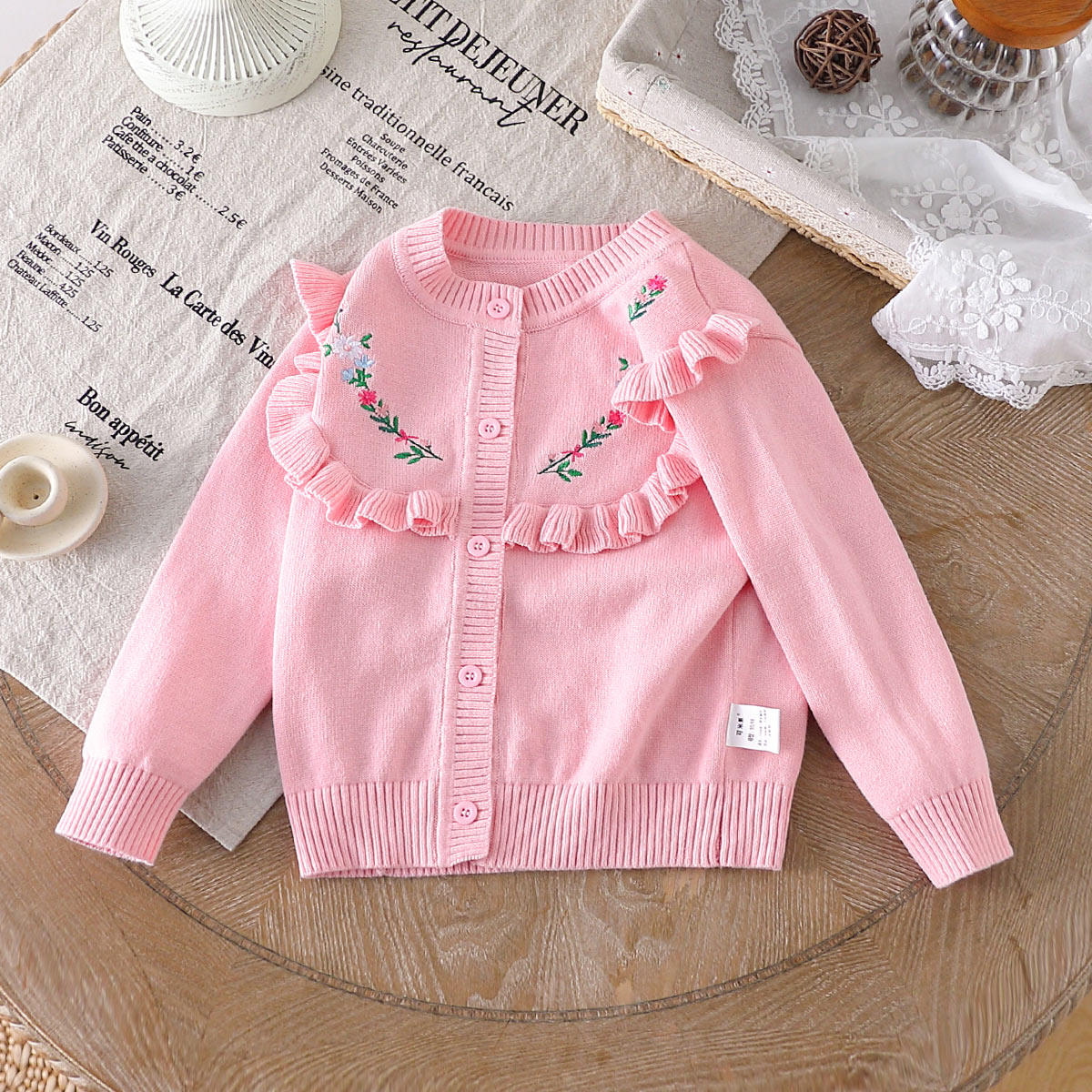 【甜美百搭纯棉针织衫】童装女童毛衣开衫秋季小童舒适洋气外套潮