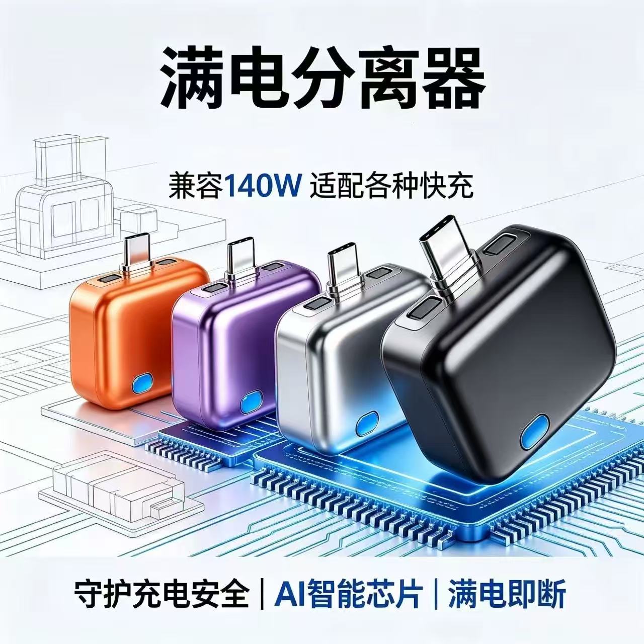 满电自动分离器AI智能满电分离器快充手机充满自动断电防过充充电