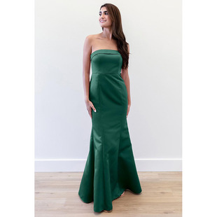 法式缎面抹胸晚礼服绝美生日派对小个子连衣裙酒会晚宴抹胸礼服裙