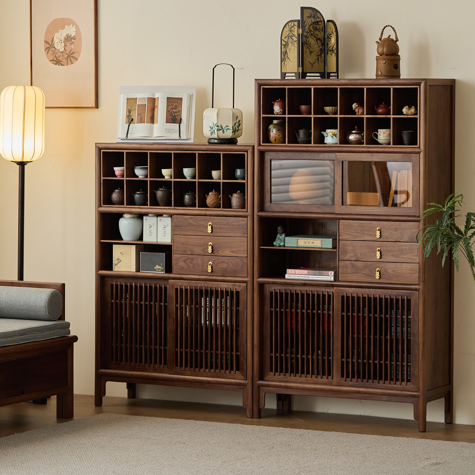 洪林坊新中式茶室茶具展示收纳柜