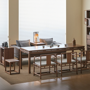 洪林坊新中式全实木罗汉床茶桌组合黑胡桃木床榻宋式卧榻沙发家具