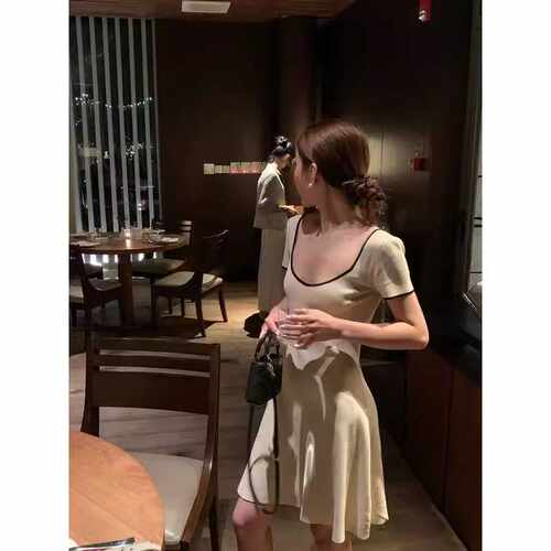 高级名媛女神范优雅修身a字裙子
