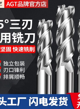 AGT 60度3刃高光铝用铣刀钨钢硬质合金锣刀平铣刀CNC数控机床专用