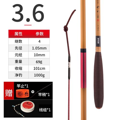 RYOBI利优比竹彩翡28调并继插接竿台钓竿鲫鱼竿轻细仿竹鱼竿R
