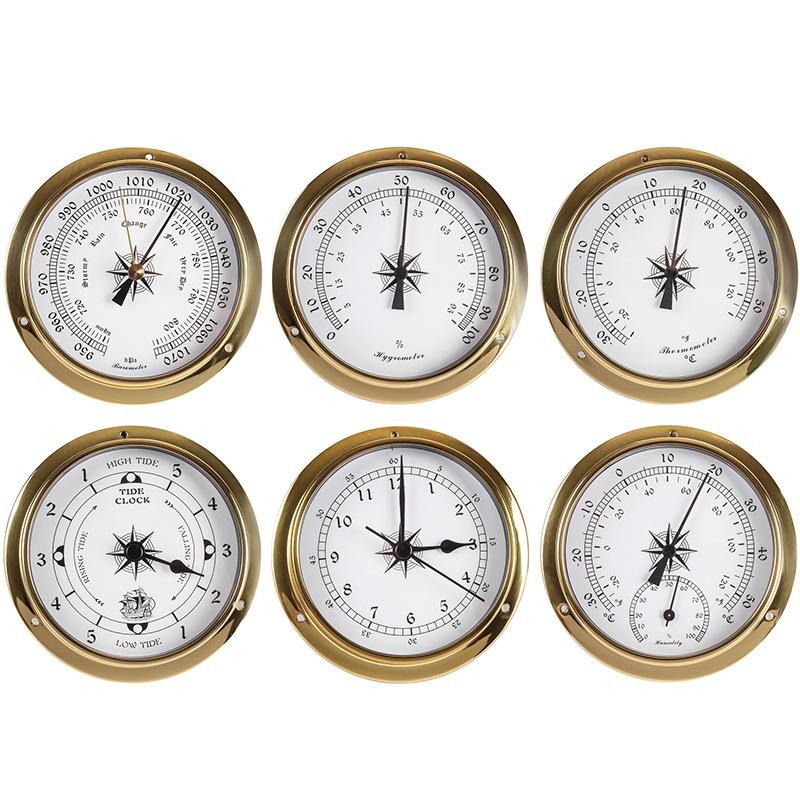 计气压表湿度压力mm船用大气大温度铜壳钟表户外天气预报壳钓鱼温