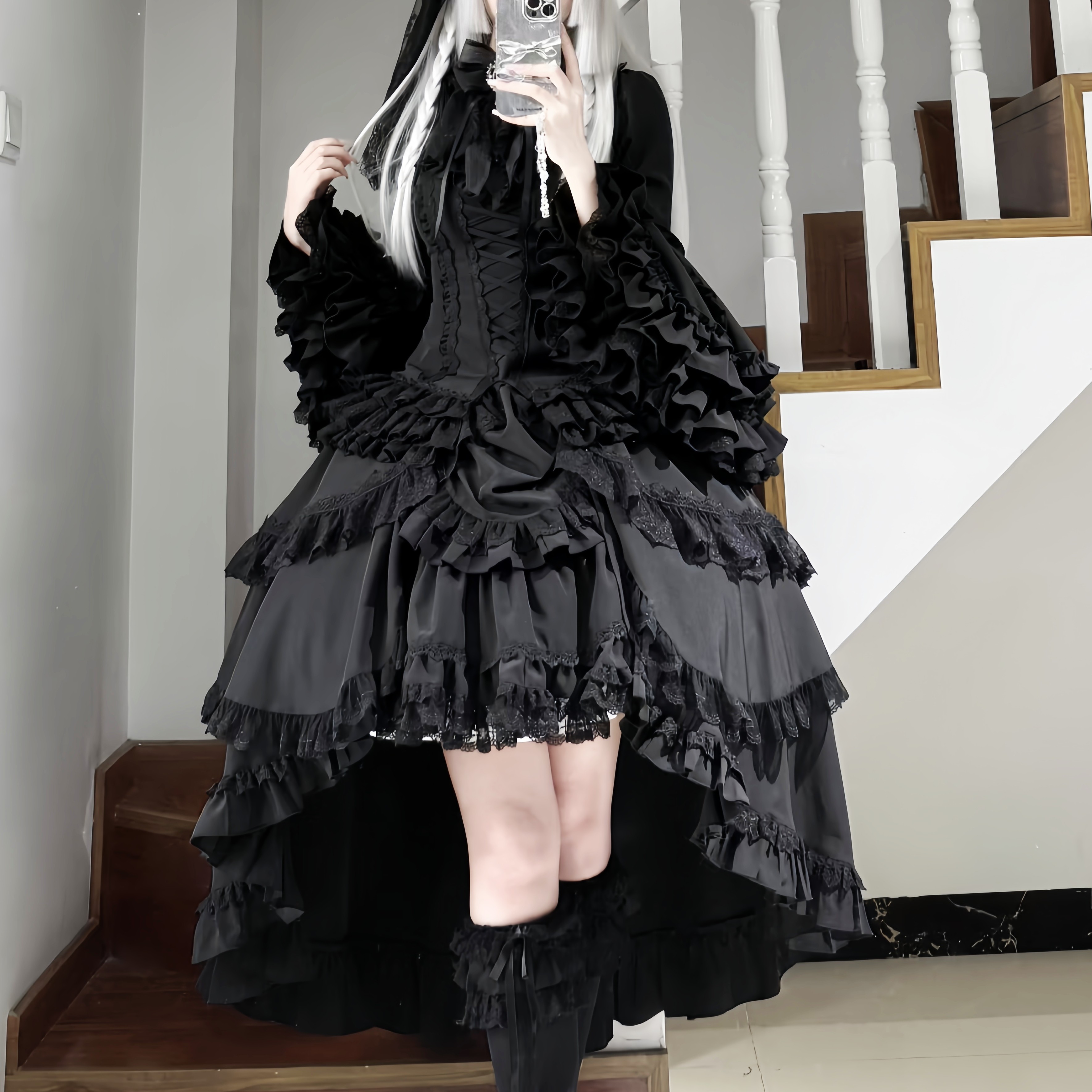 暗黑哥特风吸血鬼伯爵lolita姬袖衬衫拖尾半裙套装亚比风重工洋装,模玩/动漫/周边/娃圈三坑/桌游,lolita洛丽塔连衣裙,淘宝优惠券,粉丝福利购,淘宝优惠卷