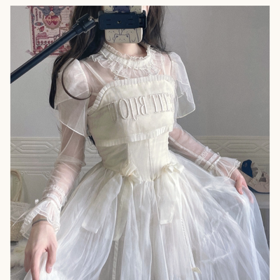 Lolita内搭打底衬衫蕾丝网纱衬衫