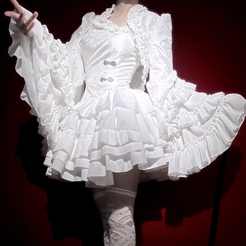 黑色披肩外套lolita坎肩白色开衫