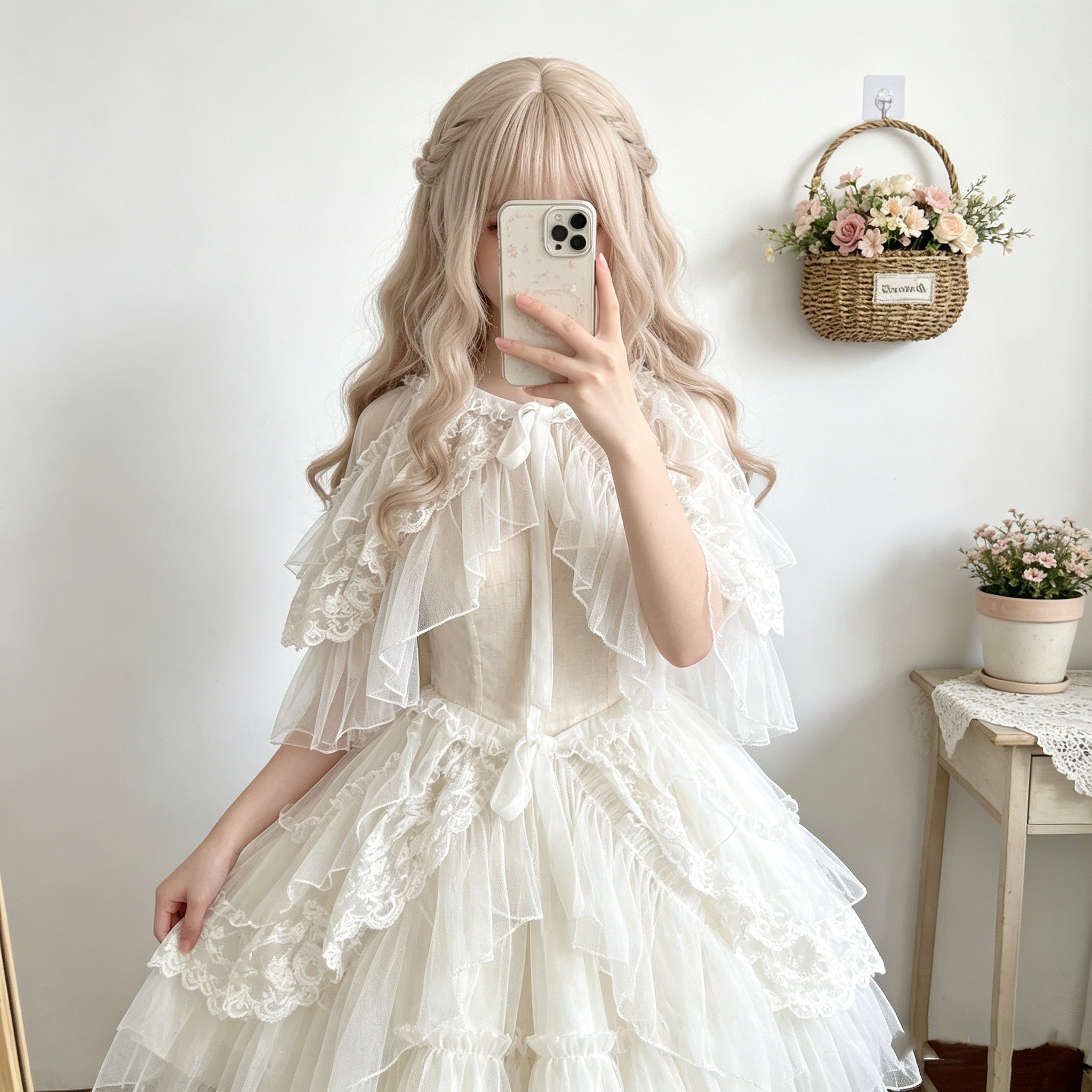 日系软妹Lolita开衫少女感夏日蕾丝小披肩斗篷防晒衫坎肩外塔罩衫
