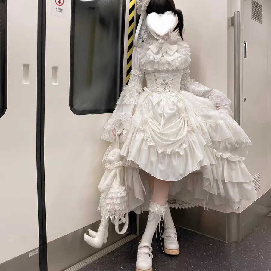 黑白色哥特风暗黑超酷Lolita套装
