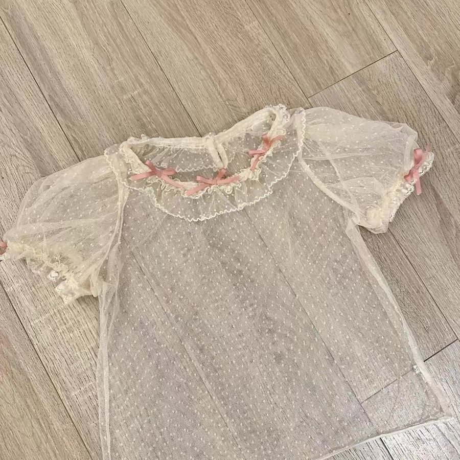 点点网纱内搭Lolita上衣打底衬衫
