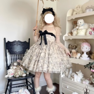 仙境游记lolita裙子jsk吊带裙洛丽塔连衣裙仙女烫金多层蛋糕裙女