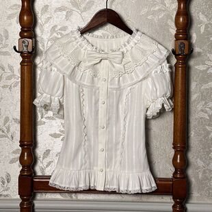 Lolita夏季日系娃娃领JSK内搭洛丽塔短袖衬衣泡泡袖可爱打底