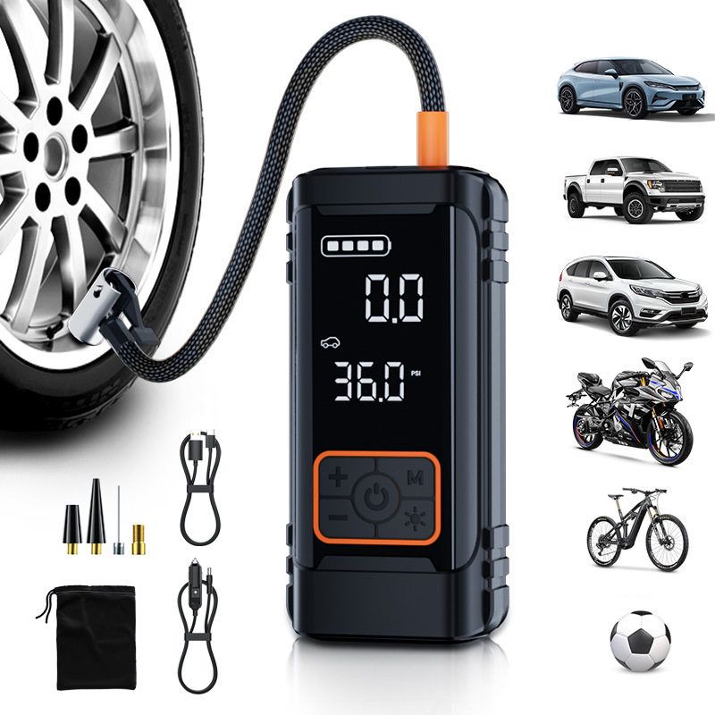汽车车载充气泵便携式自行车电动汽车轮胎打气筒气泵手持无线充电