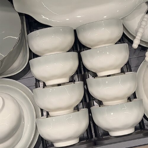 仟造釉下彩渐变灰陶瓷碗碟餐具套装家用高级感简约风轻奢盘碗组合
