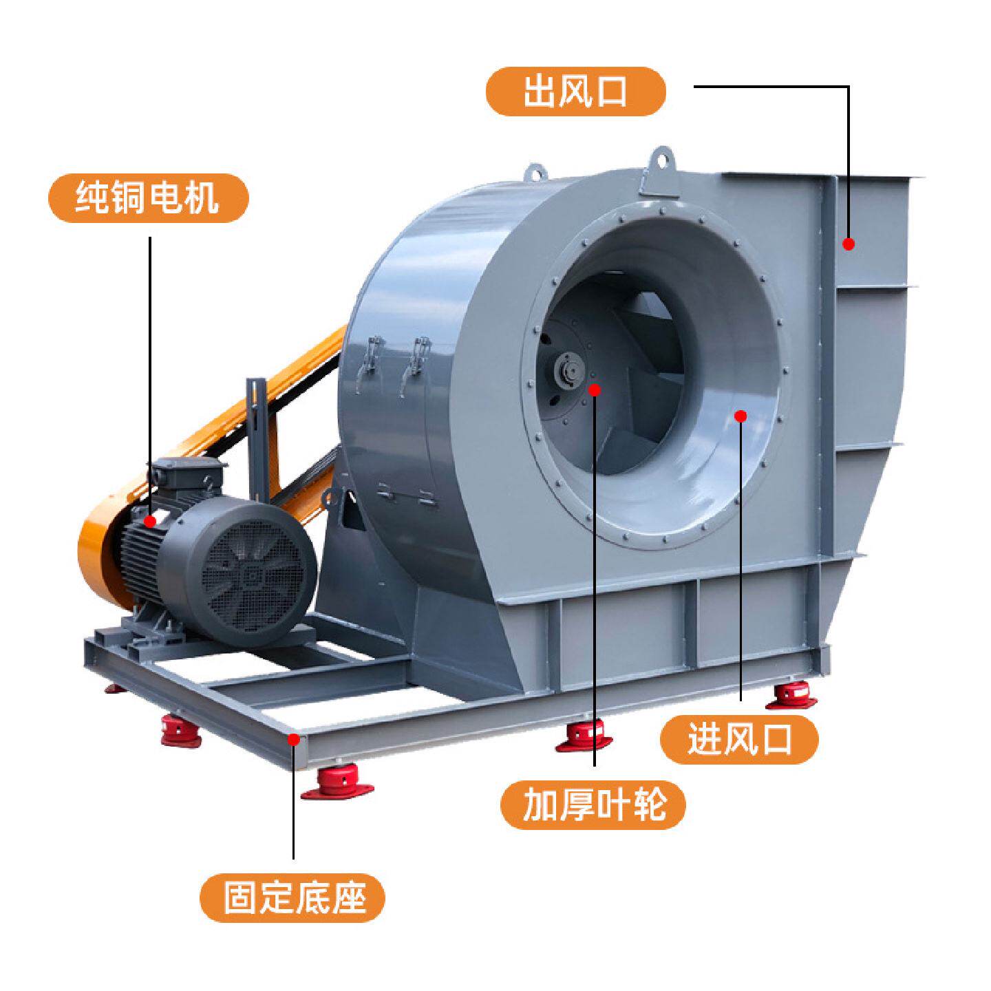 4-72C离心通风机碳钢防腐大功率排油烟风机低噪音除尘抽风引风机