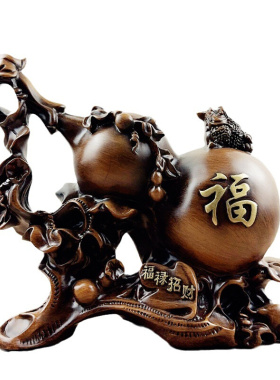 葫芦摆件木纹福禄招财摆件客厅酒柜玄关办公室乔迁招财家居摆件