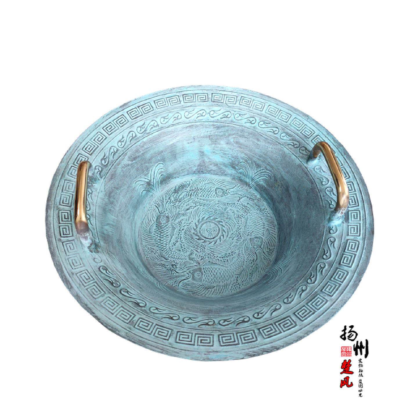 仿古青铜器龙洗盆婚庆铜盆跳水共振盆加厚鱼洗沃盥礼器匜金盆洗手