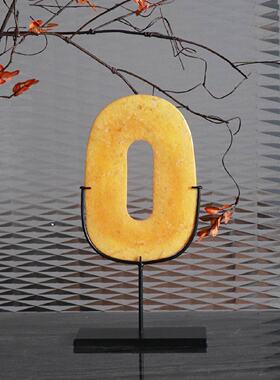 新中式软装玉璧摆件中式样板间售楼处酒店客厅电视柜玄关家居饰品