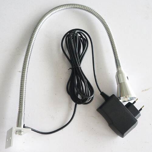1*3W220V铬色全铝小灯头软管LED机床照明灯蛇形管万向灯