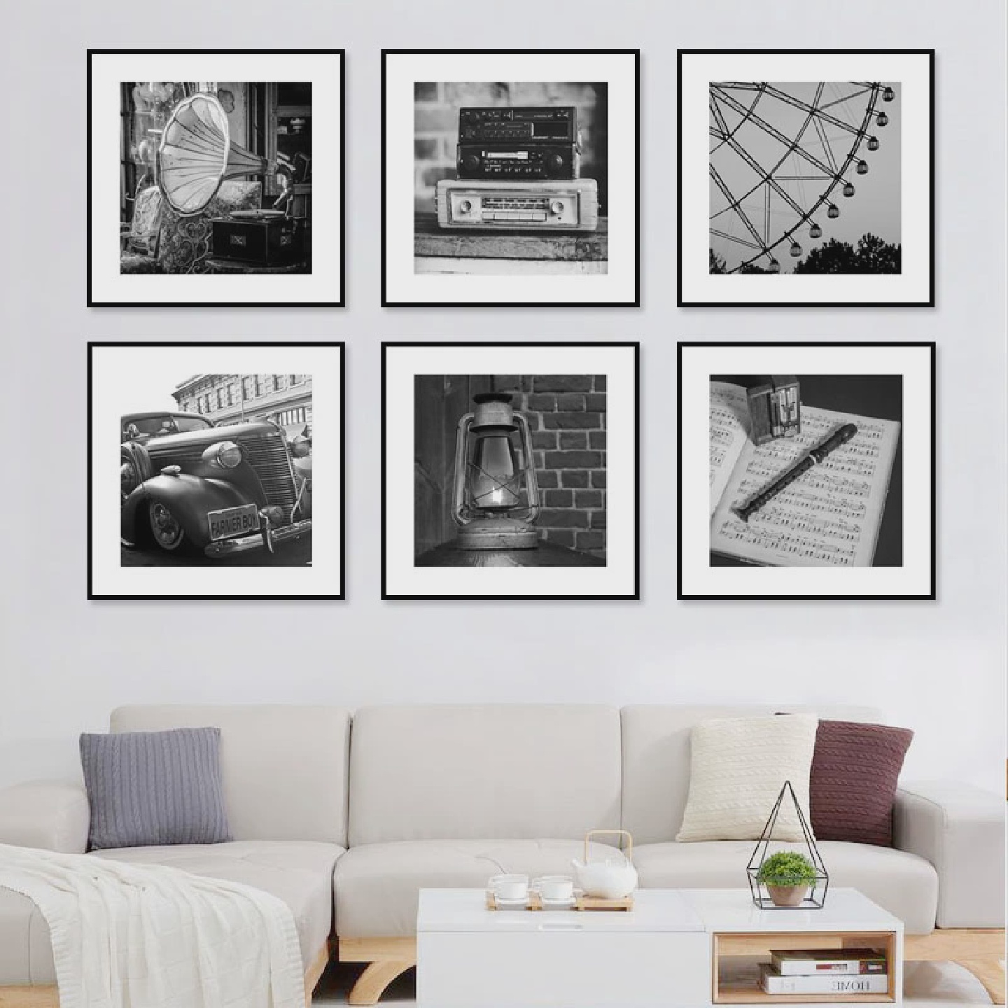 黑白装饰画工业风格现代简约覆古怀旧风格办公室壁画客厅背景墙画图片