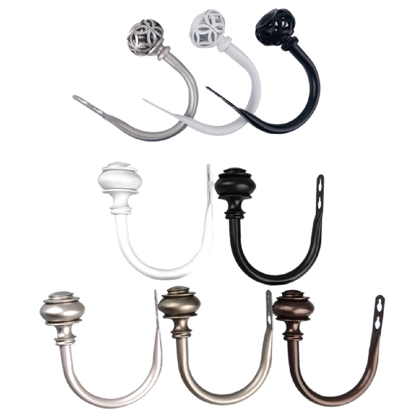 专用窗帘配件坛子灯笼U型挂钩跨境厂家现货铁制烤漆布帘绳钩