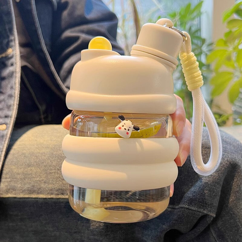 水杯塑料杯女生可爱泡茶杯耐高温简约儿童吸管杯2026新款奶瓶杯子