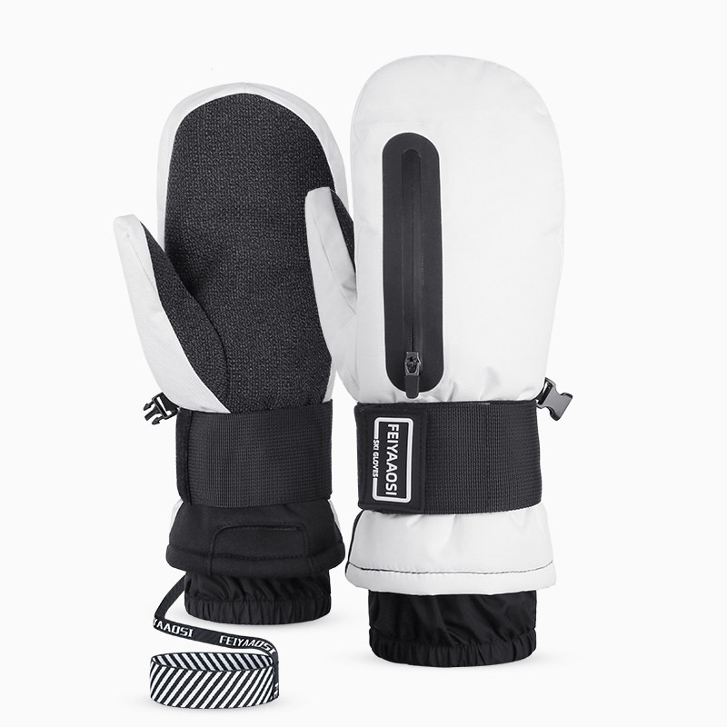 凯夫拉滑雪手套女连指防水耐磨加厚保暖内胆内置护腕男五指单双板