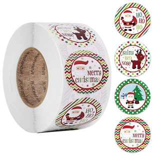 500pcs Round 4 Designs Merry Christmas Thank You Stickers S